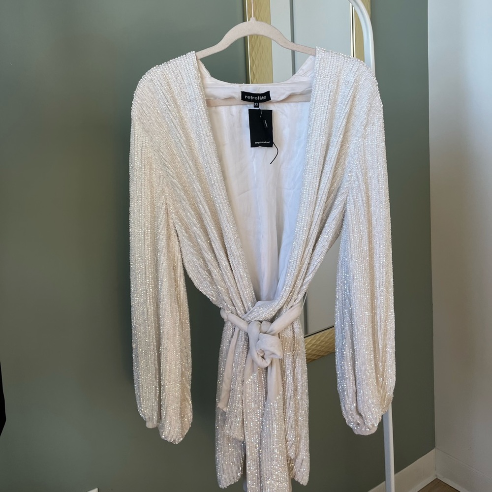 Retrofete Gabrielle Embellished Robe Mini Dress